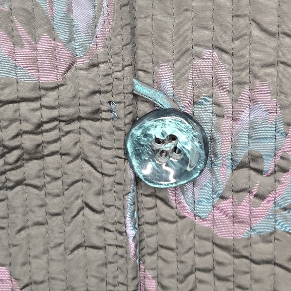 Patty Kim Womens Vintage Floral Quilted Reversible Button Front Jacket Medium - Picture 6 of 8